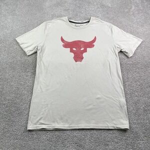 Under Armour Shirt Mens Medium Tan Project Rock Brahma Bull Logo Tee